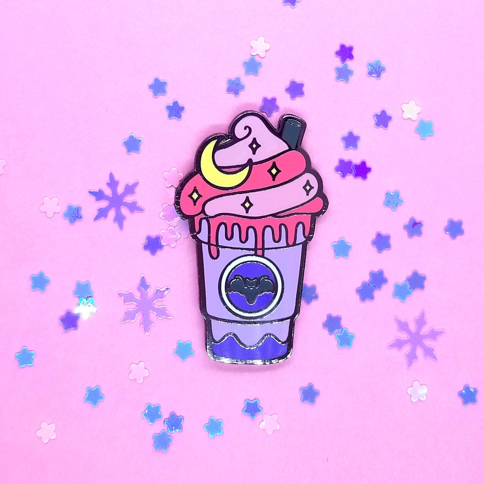 Whimsical Winter - Hard Enamel Pin - Winter Wonder Frappuccino - Batty Vampuccino