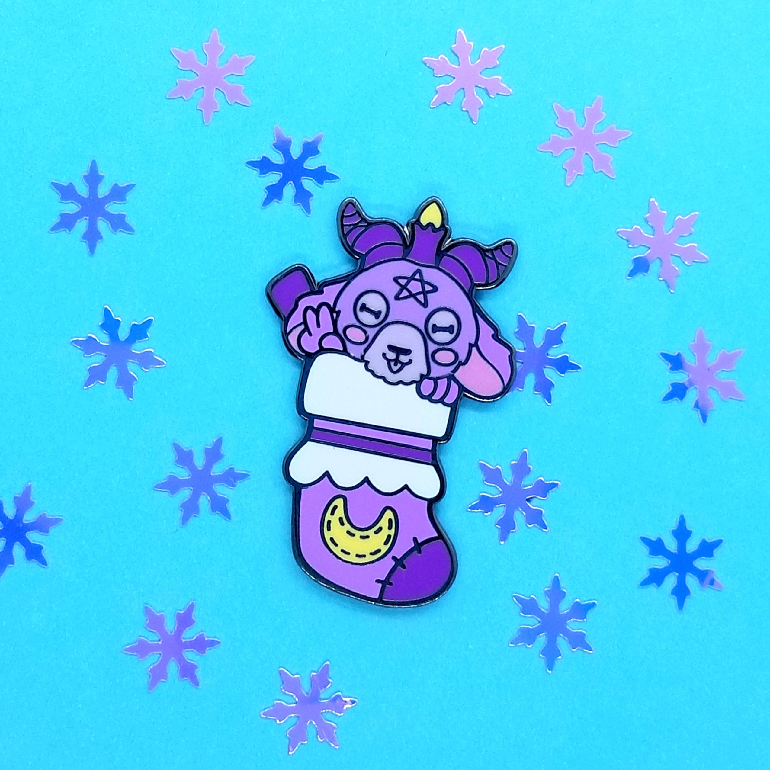 Whimsical Winter - Hard Enamel Pin - Kitty Stocking - Baphomet Stocking