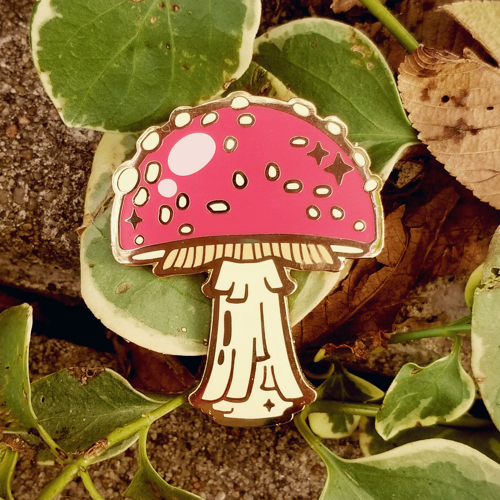 Amanita Muscaria Hard Enamel Pin: Witch's Garden Nature Pin (1.75 Inch)