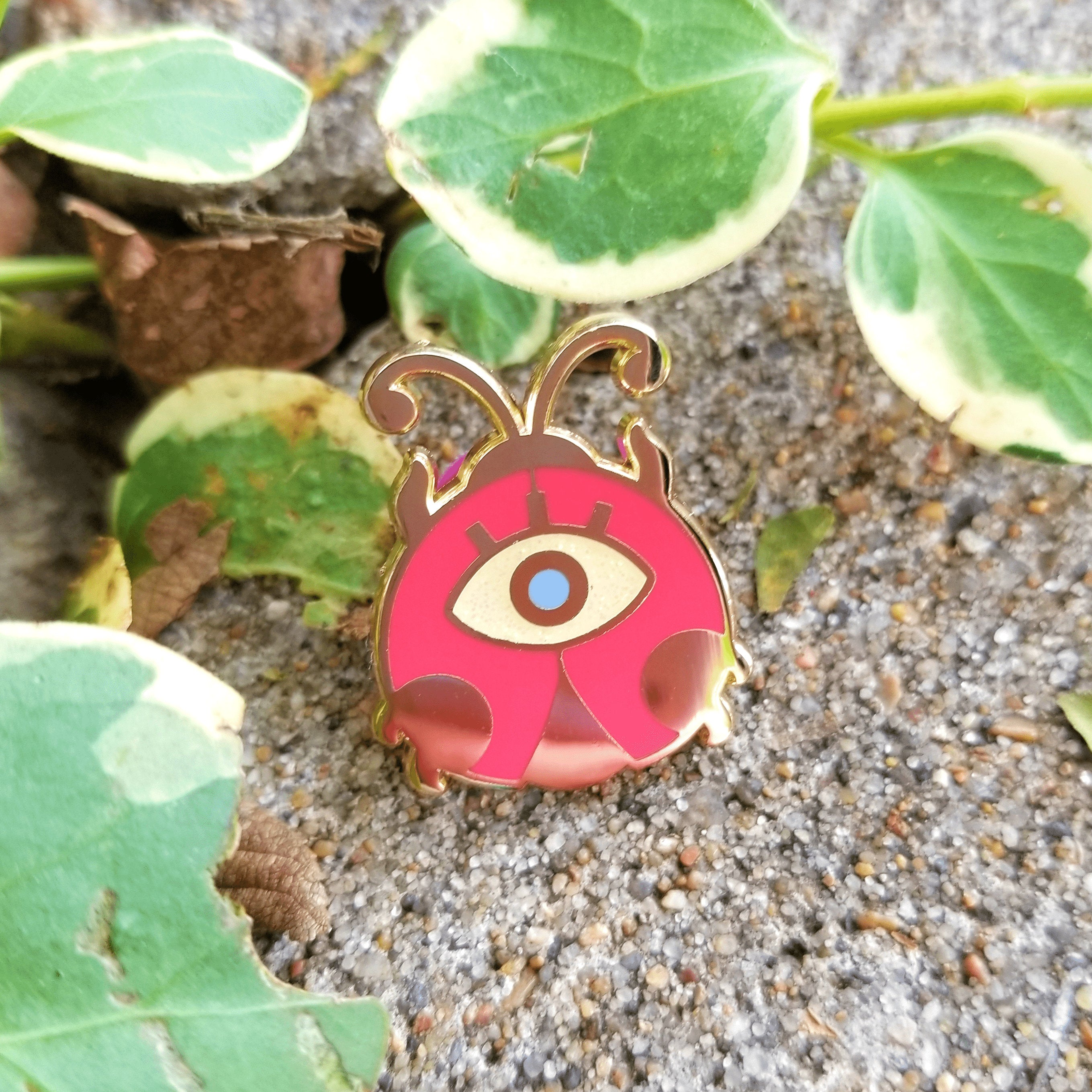Witch's Garden Enamel Pin Set: Lucky Clover, Mushroom, Bug - Gold Plated
