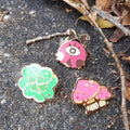 Witch's Garden Enamel Pin Set: Lucky Clover, Mushroom, Bug - Gold Plated