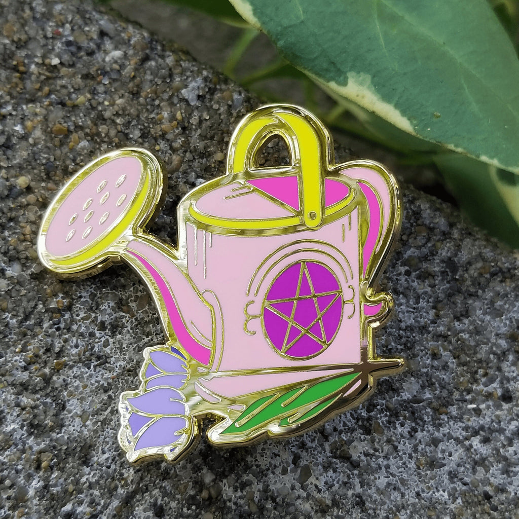 Witch's Garden Enamel Pin: Charming Pink Watering Can