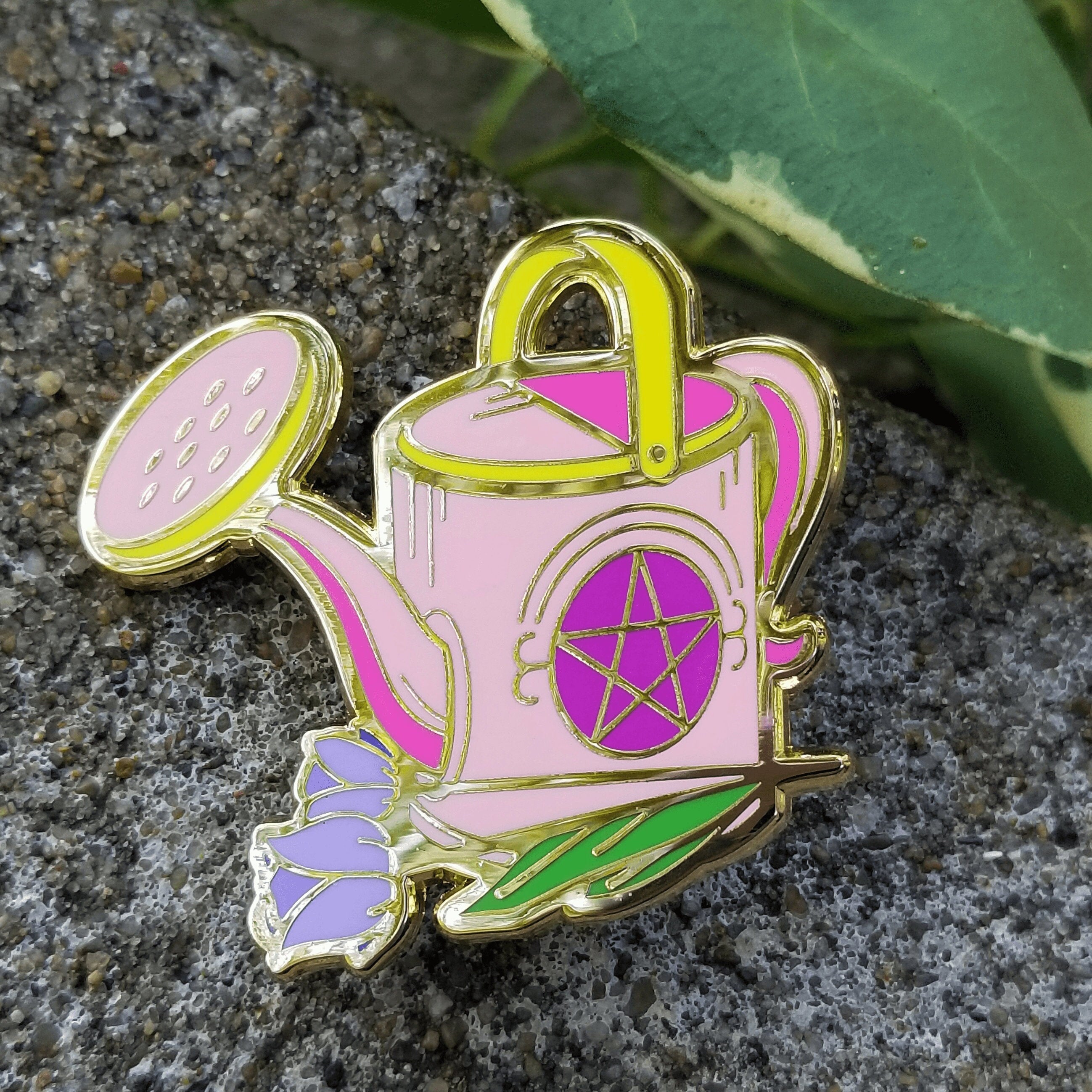 Witch's Garden Enamel Pin: Charming Pink Watering Can