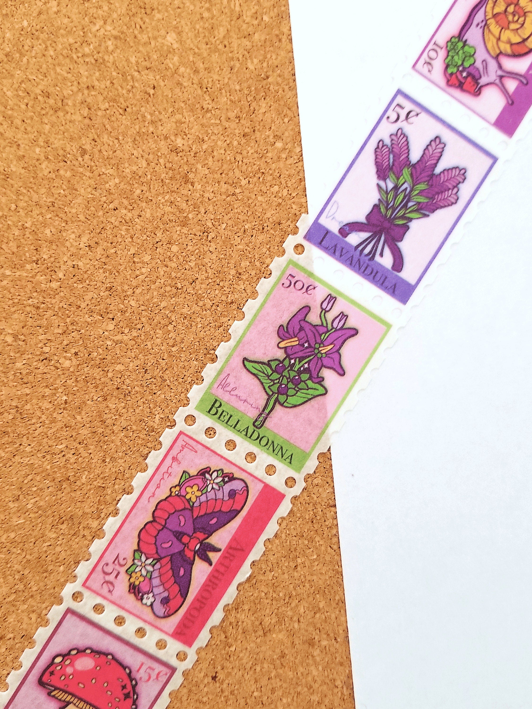 Witch's Garden Stamp Washi Tape: Elegant Kawaii Stationery
