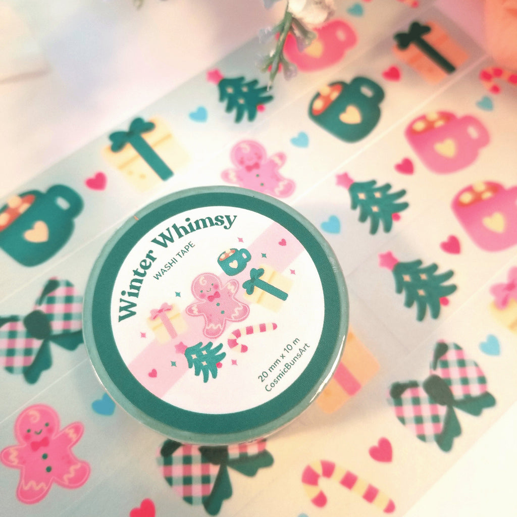 Winter Whimsy Washi Tape – Holiday Kawaii Stationery (20mm)