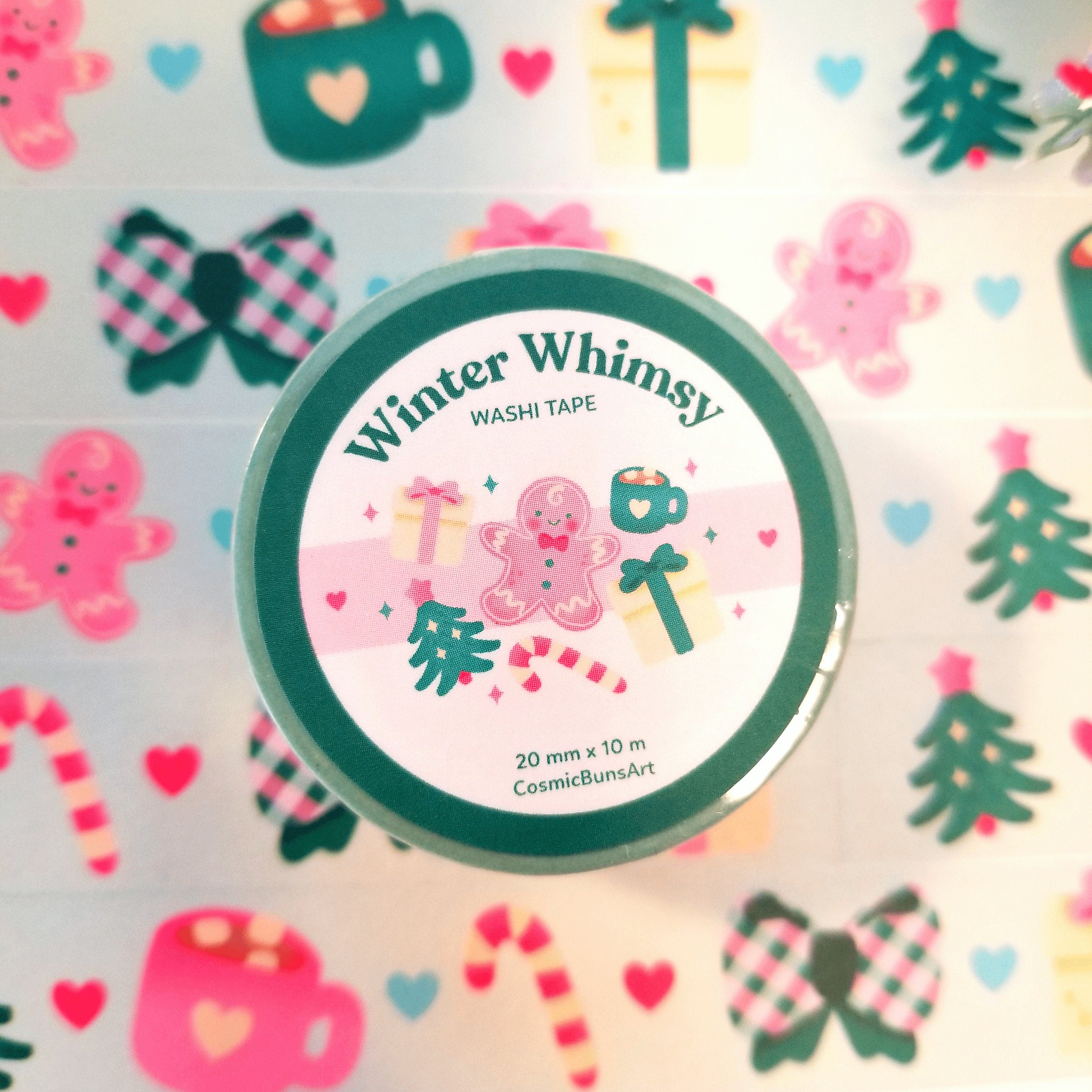 Winter Whimsy Washi Tape – Holiday Kawaii Stationery (20mm)