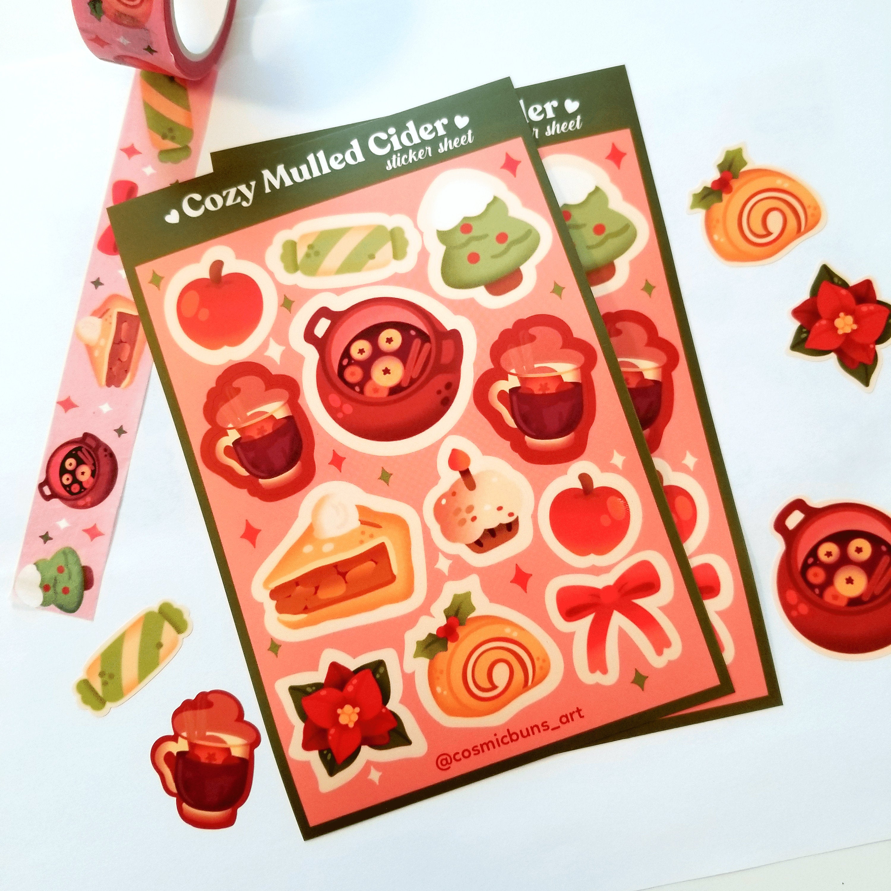 Cozy Mulled Cider Sticker Sheet: Kawaii Cottagecore Stickers