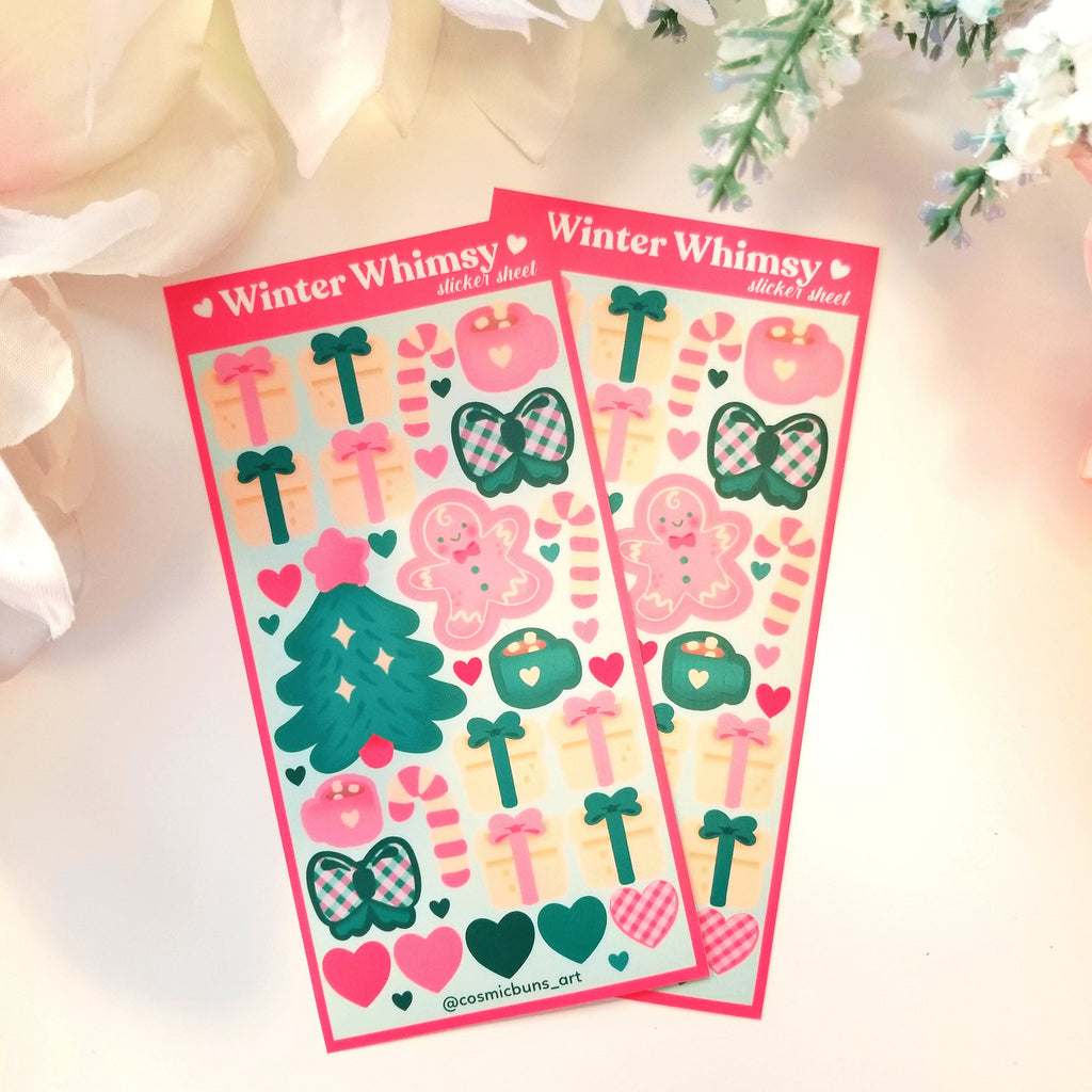 Winter Whimsy Waterproof Sticker Sheet: Kawaii Holiday Stickers