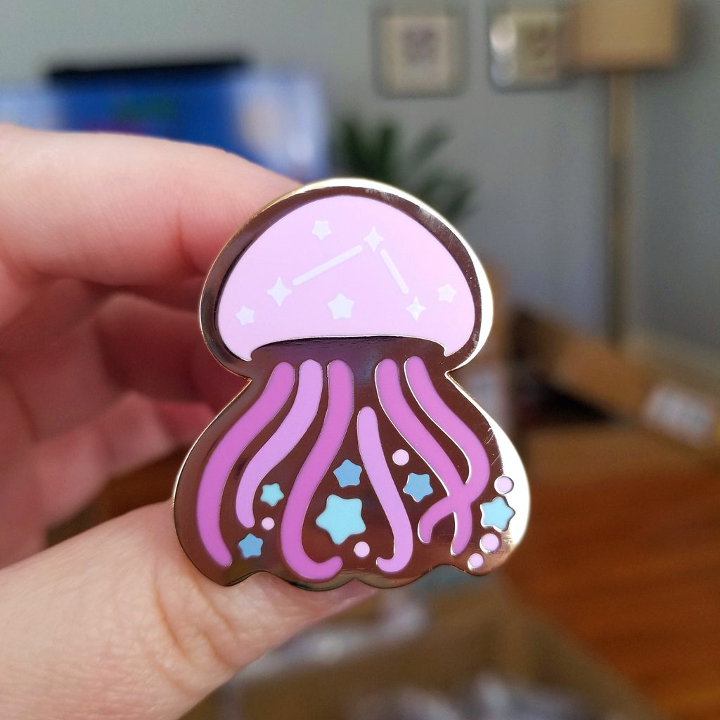 Stellar Jellyfish Hard Enamel Pin – Space Lapel Pin