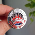 Bridge Burning Club Enamel Pin: Offbeat Silver Badge - Cosmic Buns Art
