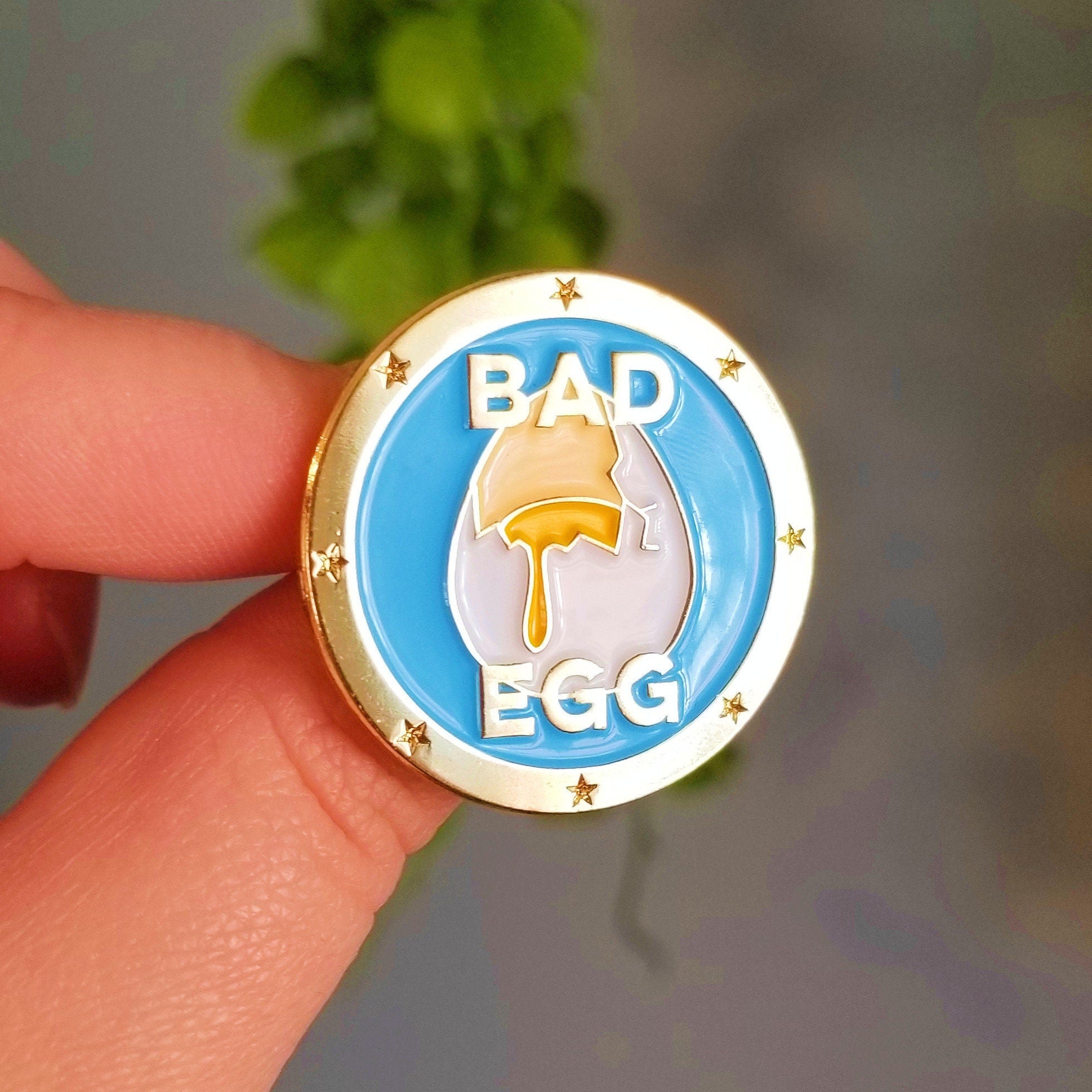 Bad Egg Enamel Pin: Funny Gold-Plated Lapel Pin