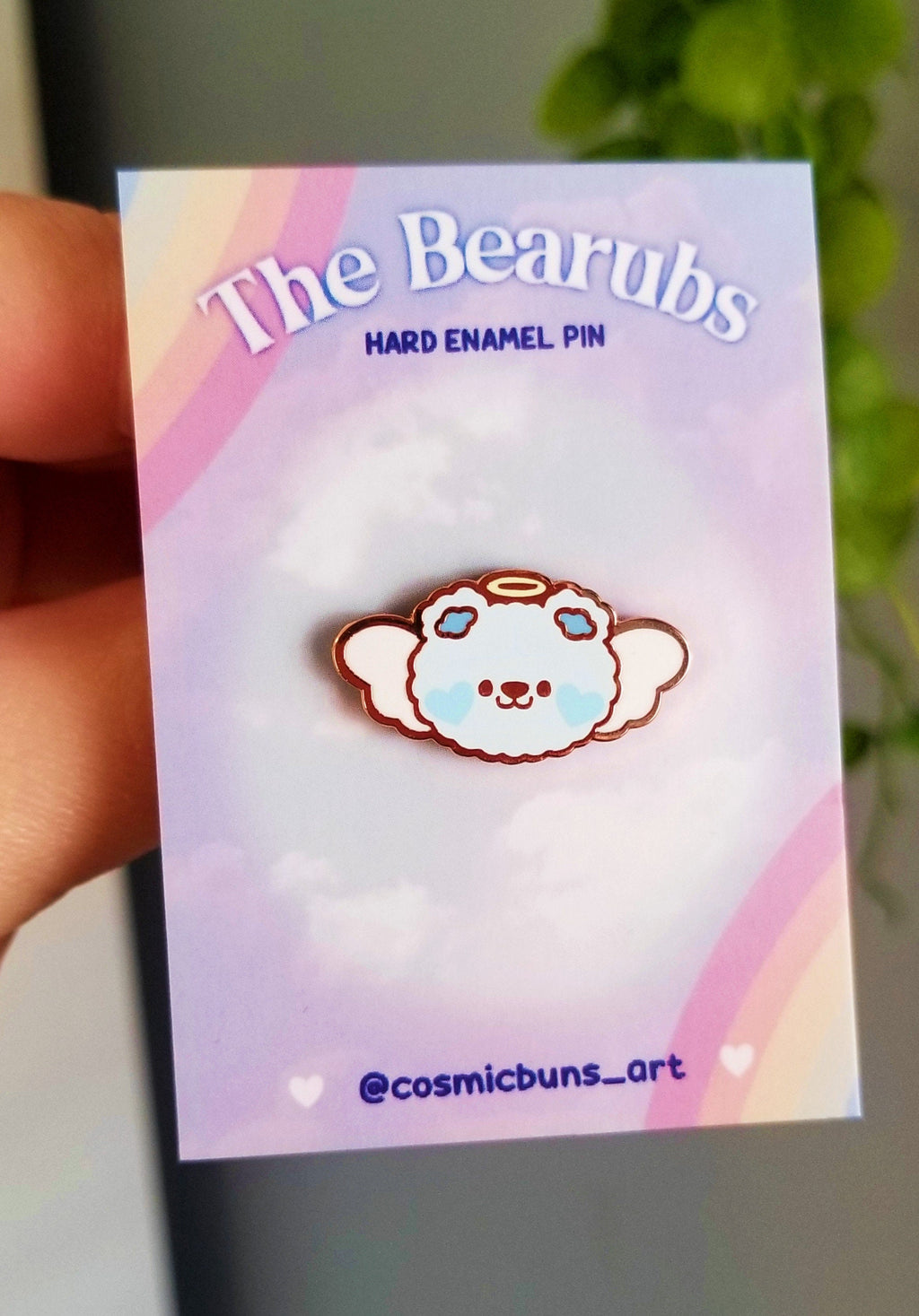 Bearub Baby Enamel Pin: Rose Gold Kawaii Angel Bear Filler Pin