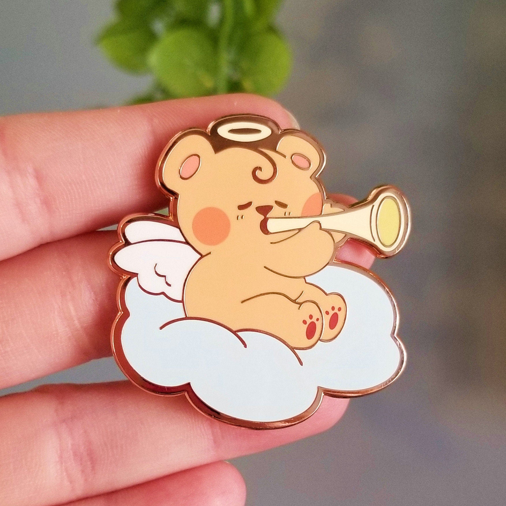 Bearub Enamel Pin: Harbinger of Hugs, Rose Gold Kawaii Pin