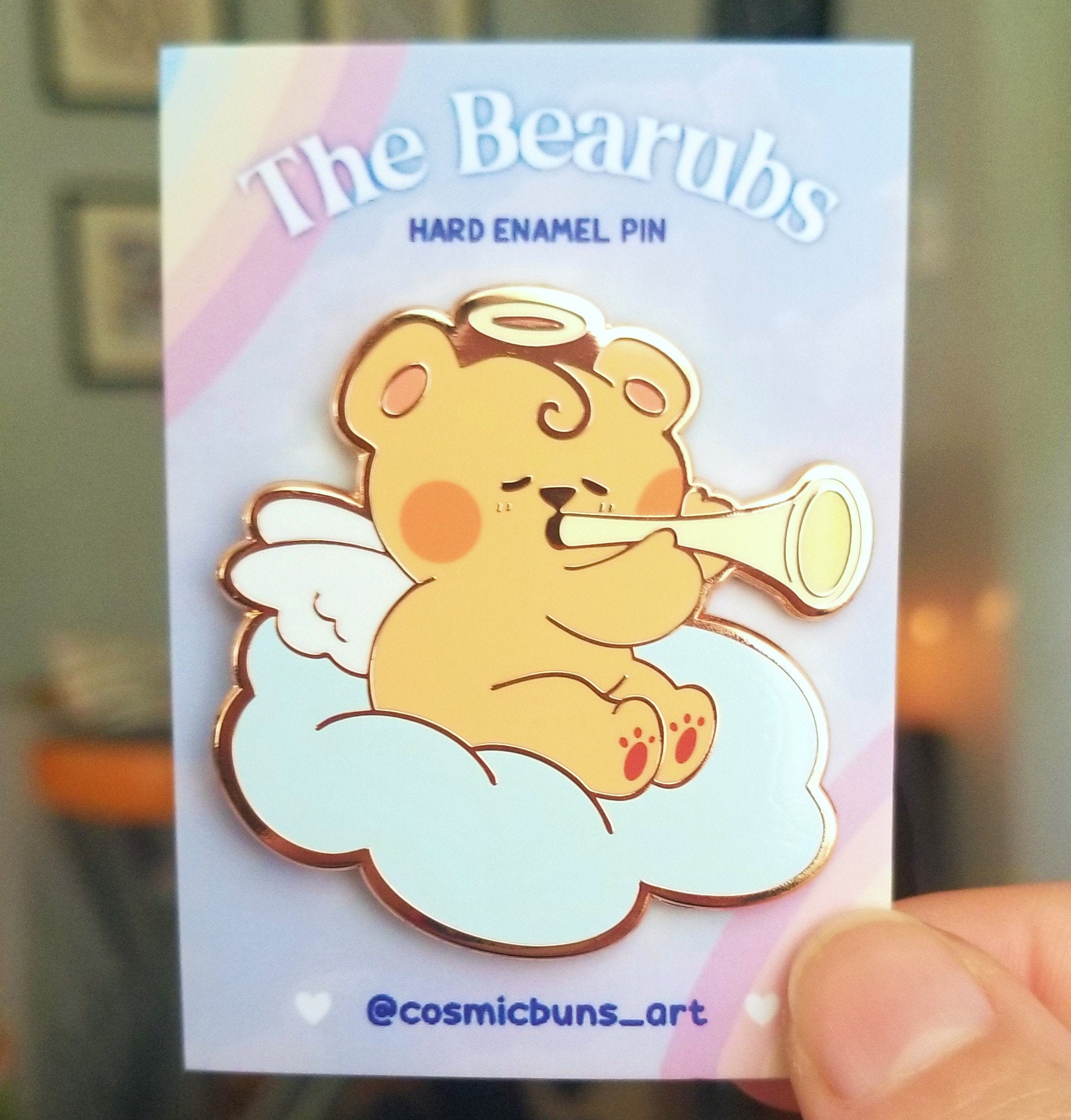 Bearub Enamel Pin: Harbinger of Hugs, Rose Gold Kawaii Pin