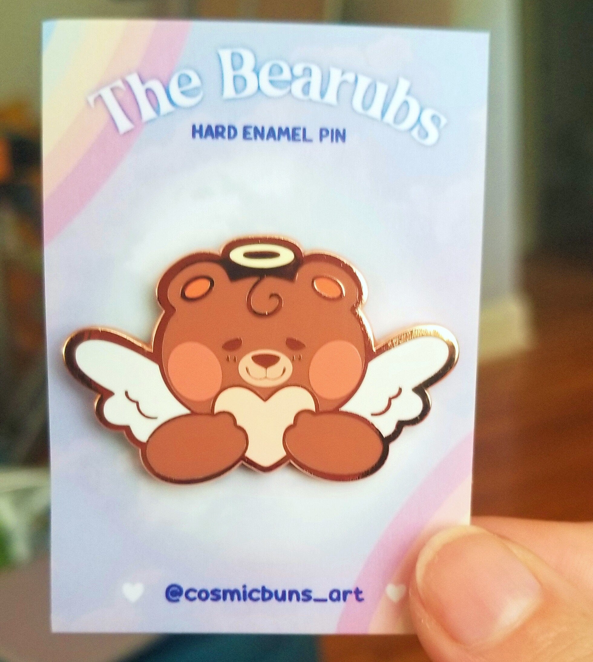 Sweetie Heart Bear Enamel Pin: Rose Gold Kawaii Angel