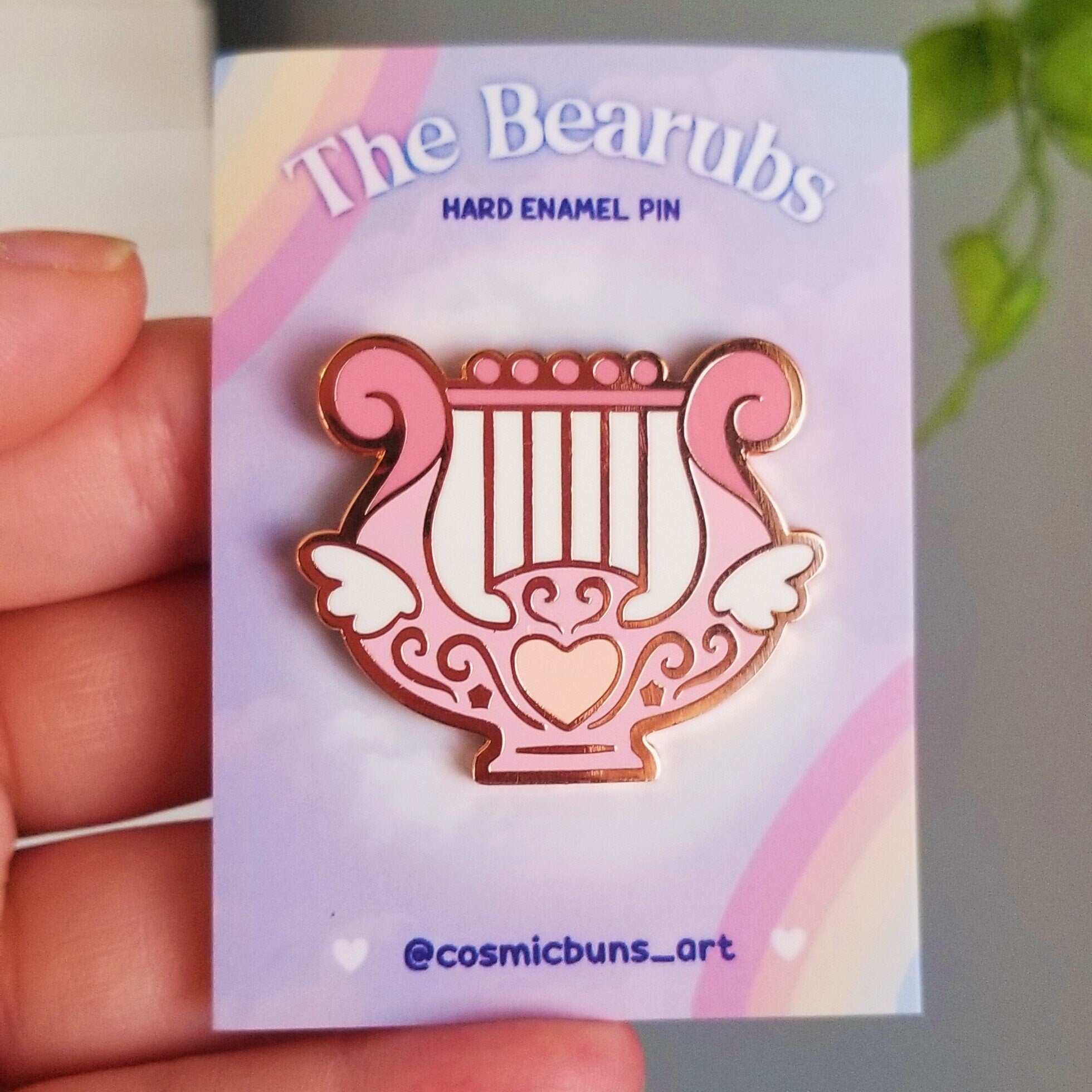 Lyre Enamel Pin: Rose Gold Kawaii Art Pin - 1.5 Inch