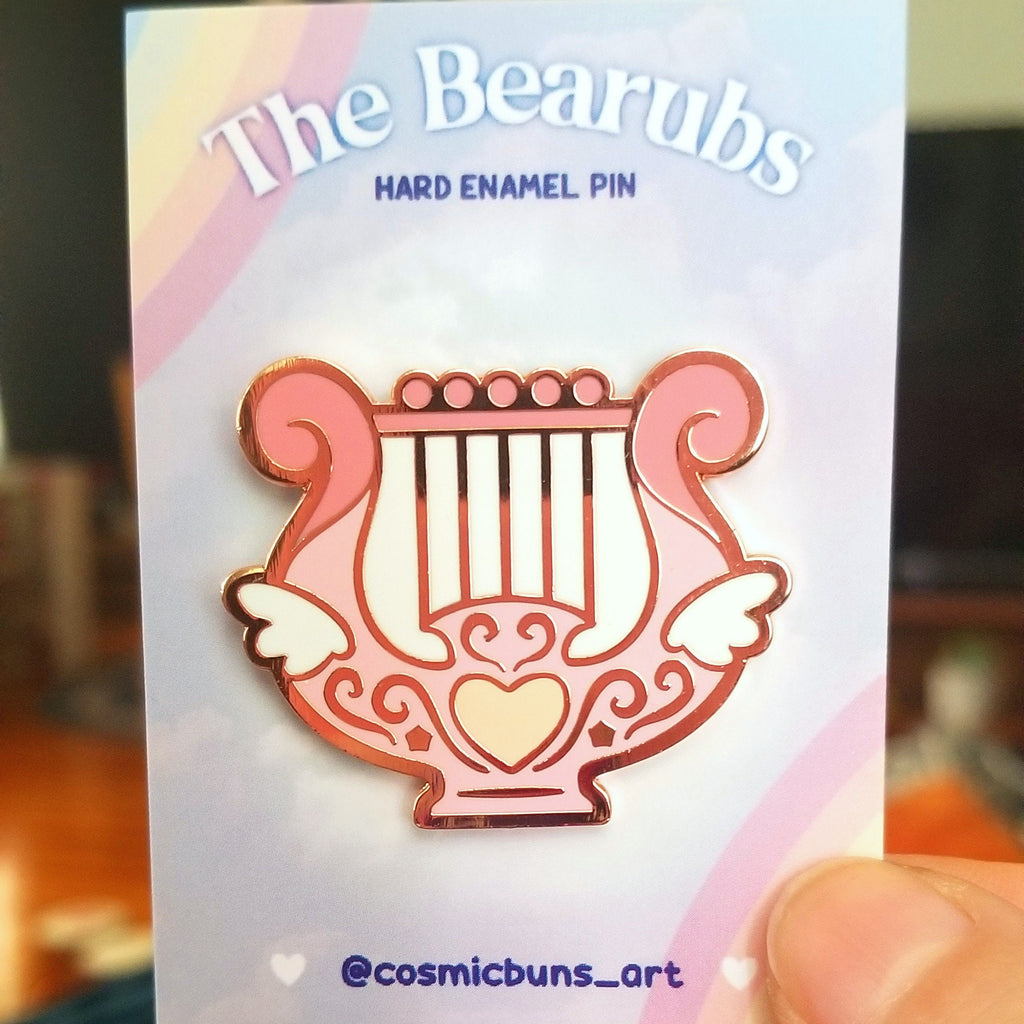 Lyre Enamel Pin: Rose Gold Kawaii Art Pin - 1.5 Inch
