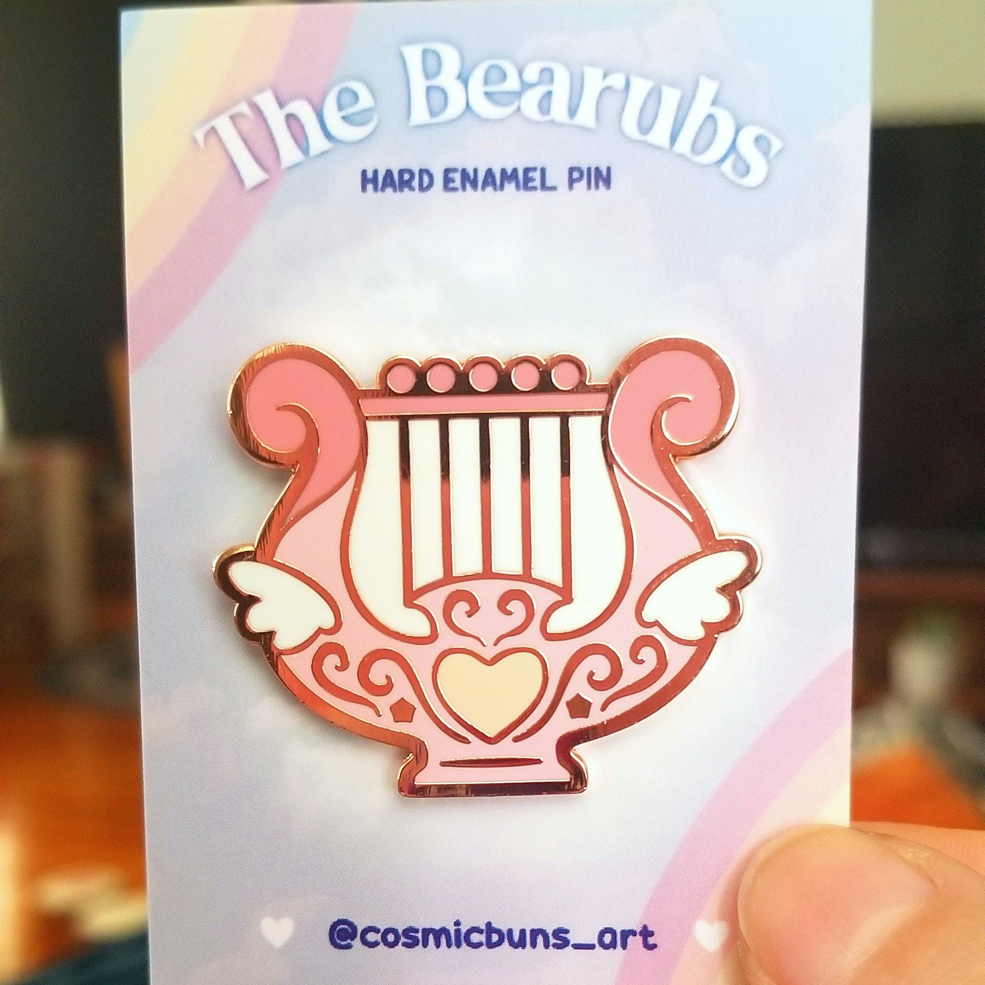 Lyre Enamel Pin: Rose Gold Kawaii Art Pin - 1.5 Inch
