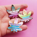 Magical Buds - 420 Hard Enamel Pin Set - Rainbow Glitter Leaf