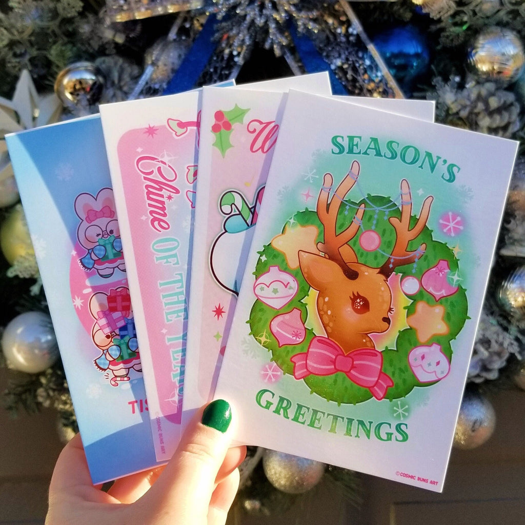 Kawaii Christmas Stationery Set: Postcards, Stickers, Washi Tape