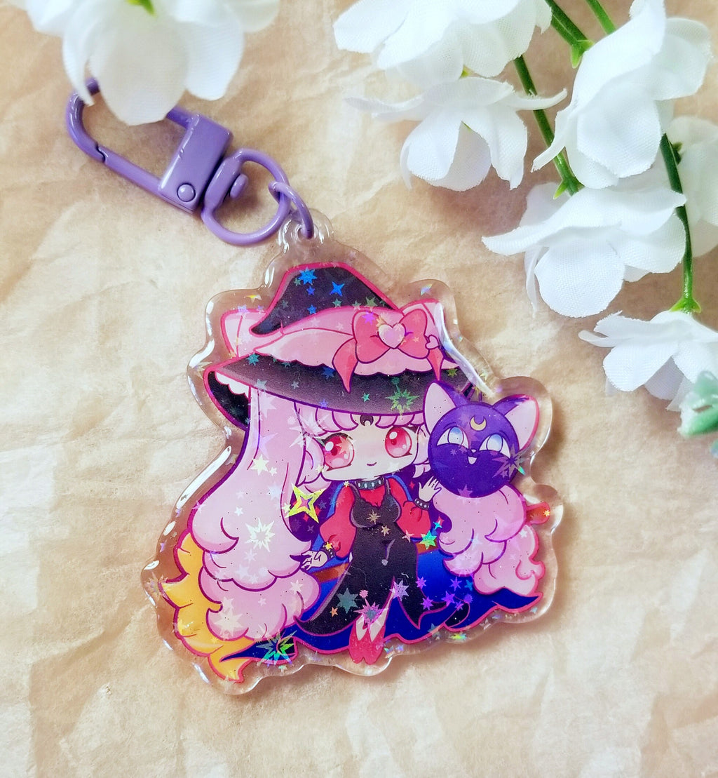 Witchy Princess Peach Keychain: Anime Fanart Charm