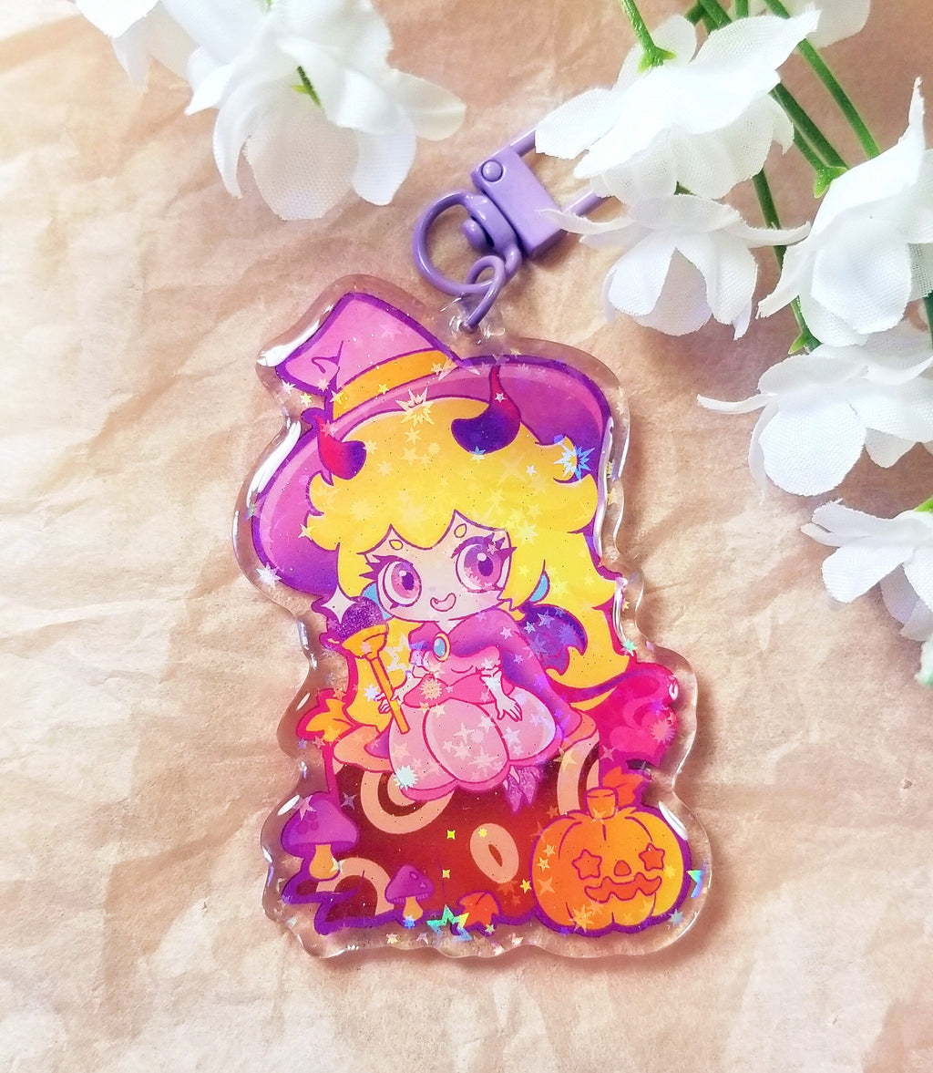 Witchy Princess Peach Keychain: Anime Fanart Charm