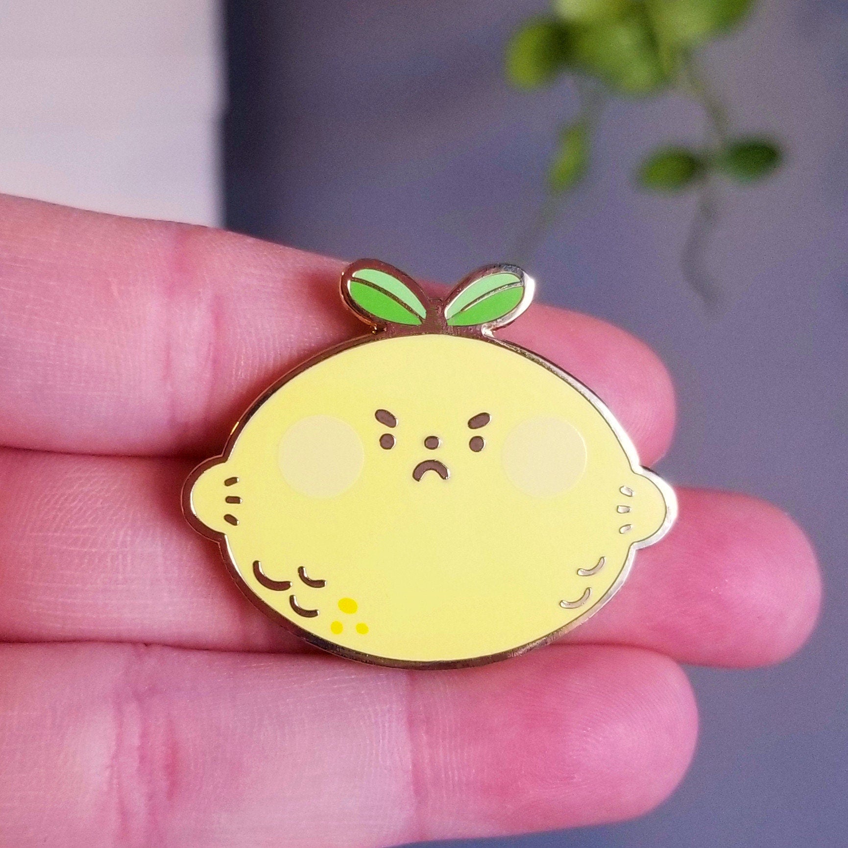 Angry Lemon Enamel Pin: Kawaii Meme Pin - Cosmic Buns Art