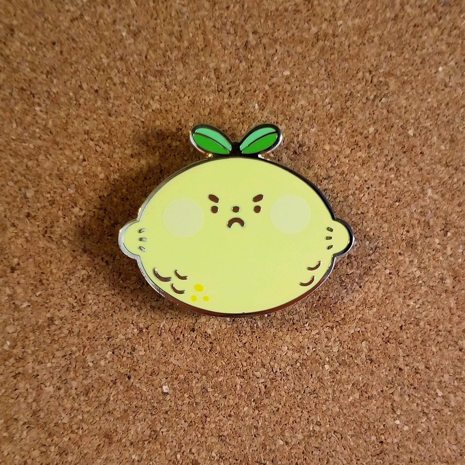 Angry Lemon Enamel Pin: Kawaii Meme Pin - Cosmic Buns Art