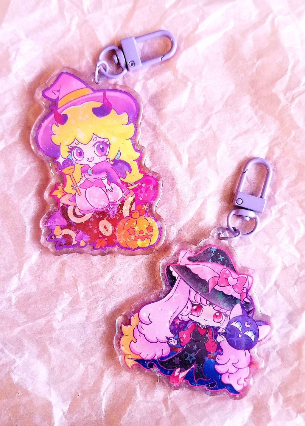 Witchy Princess Peach Keychain: Anime Fanart Charm