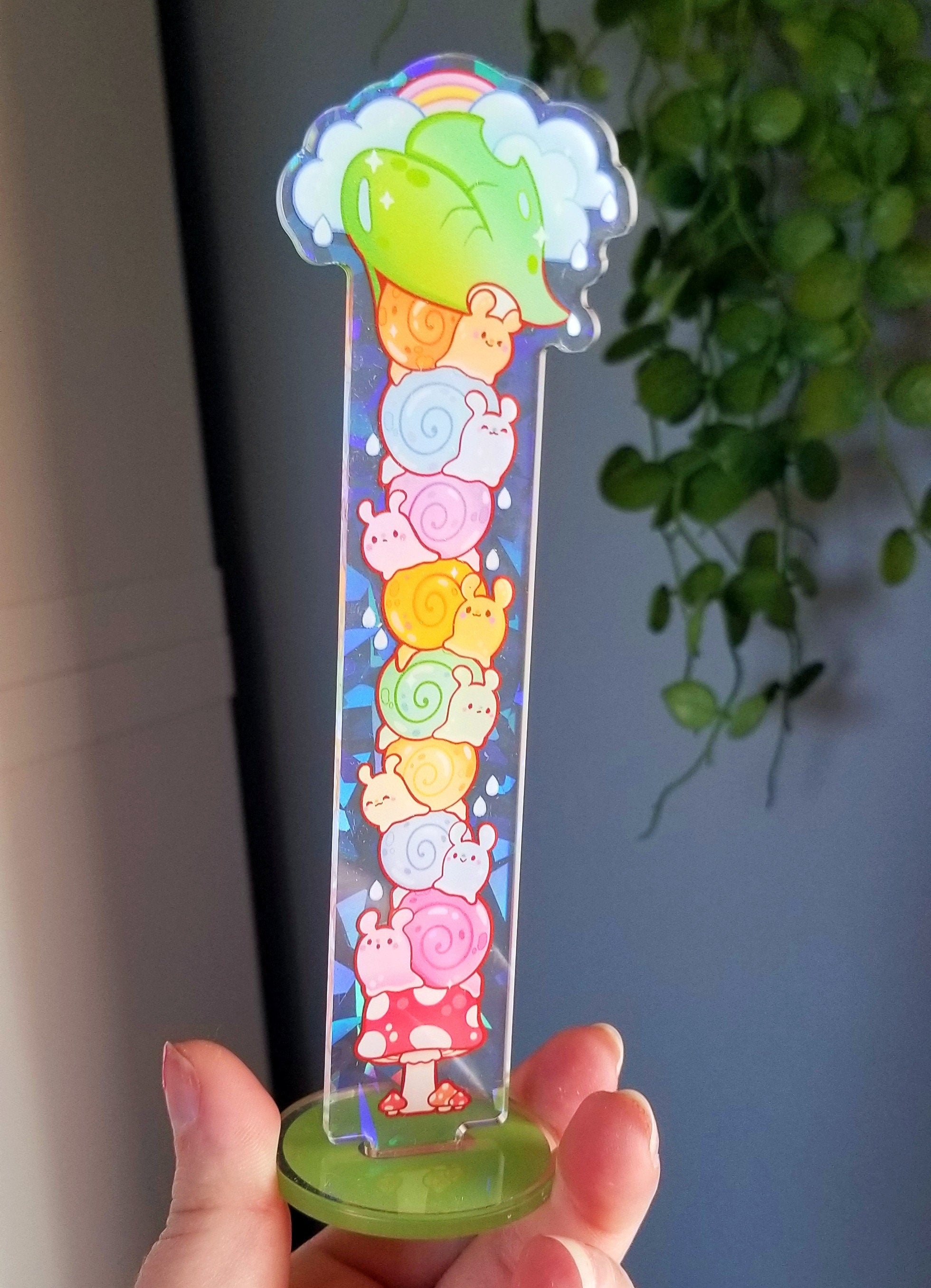 Holographic Acrylic Washi Stand - Stormy Snail Stack & Washi Tape - Double Sided kawaii washi tape stand