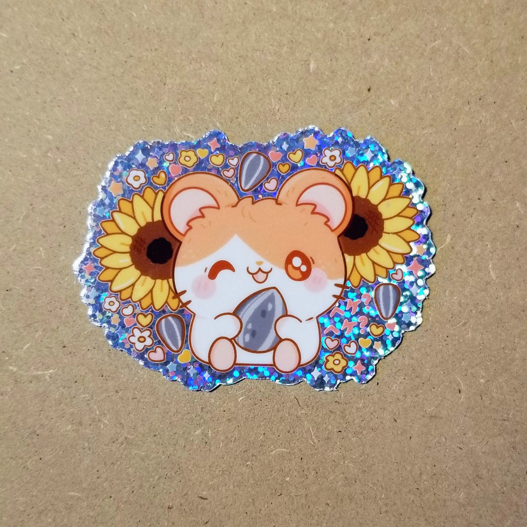 Hamtaro Holographic Sticker: Kawaii Hamster Waterproof Diecut
