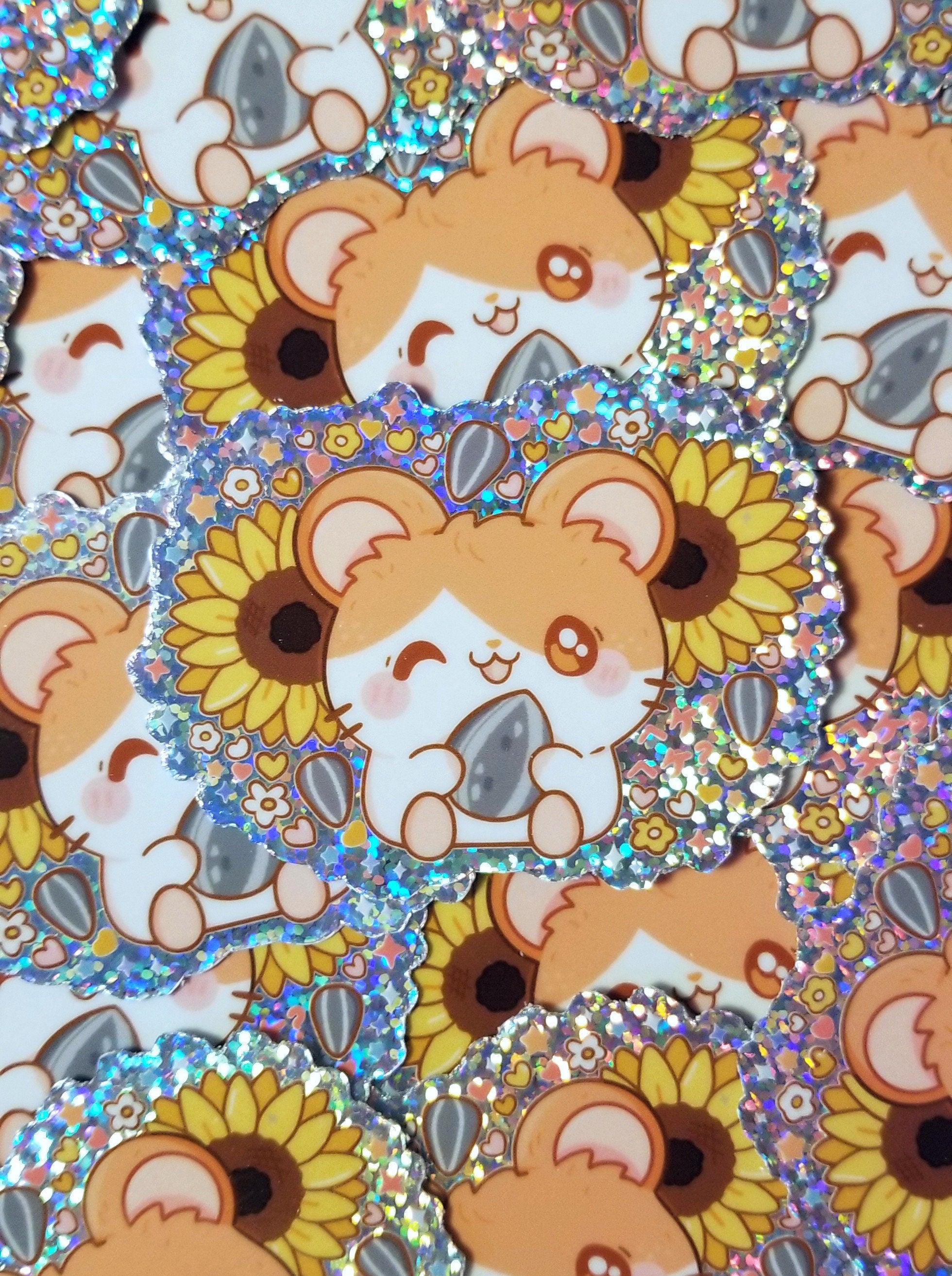 Hamtaro Holographic Sticker: Kawaii Hamster Waterproof Diecut