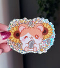 Hamtaro Holographic Sticker: Kawaii Hamster Waterproof Diecut