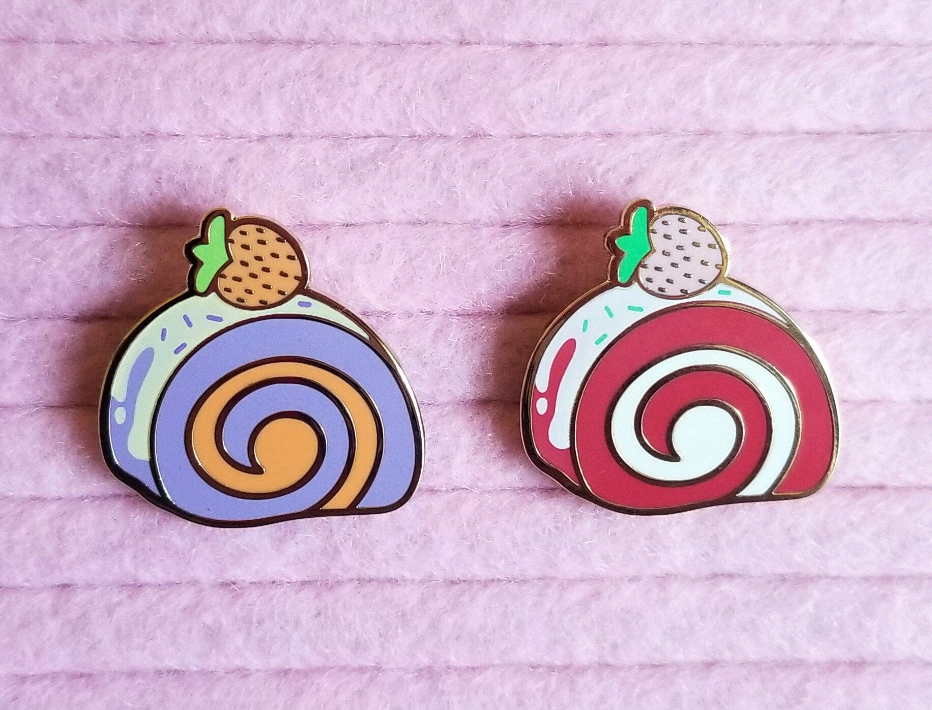 Kawaii Cake Roll Hard Enamel Pin – Gold Plated, 1 Inch