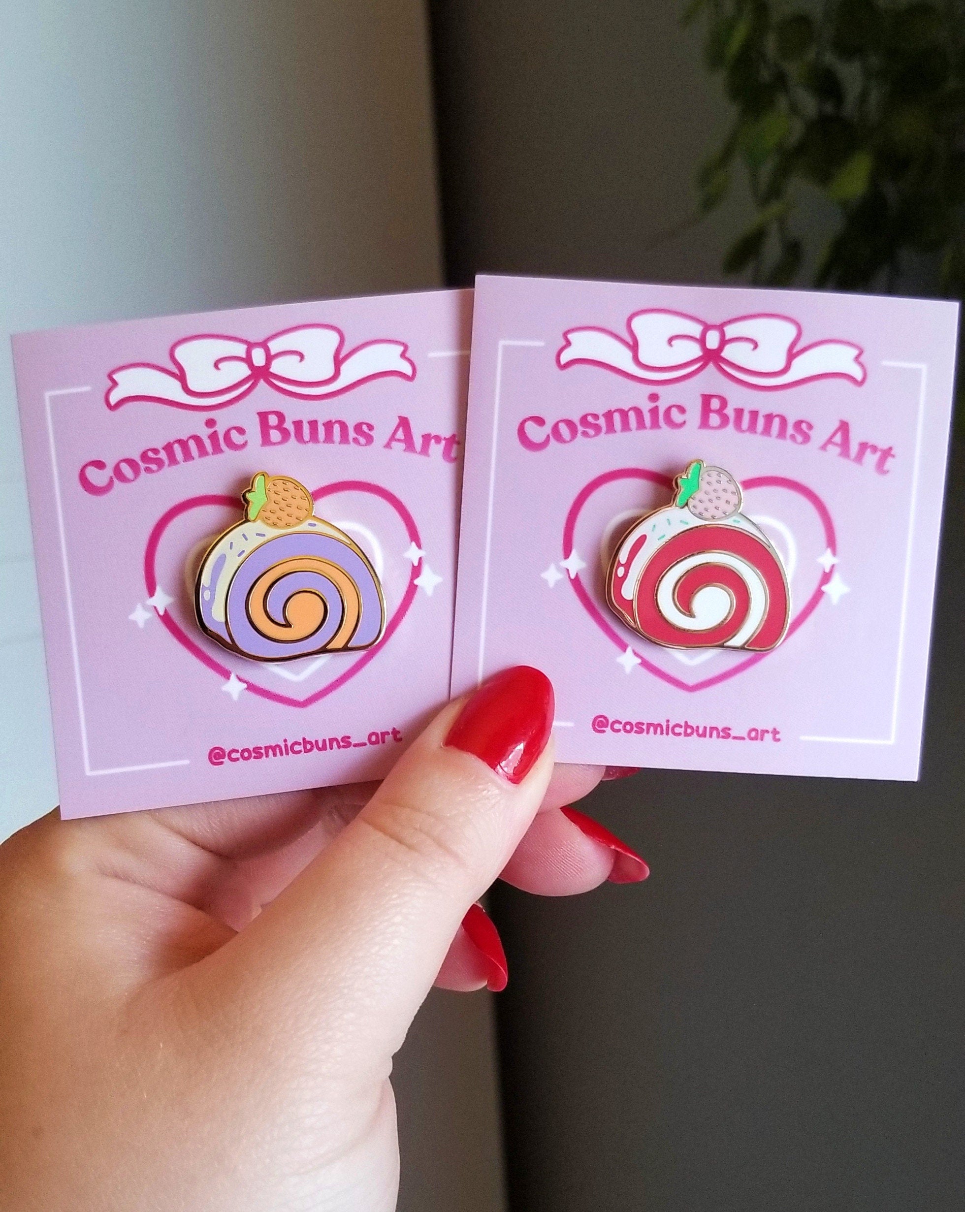 Kawaii Cake Roll Hard Enamel Pin – Gold Plated, 1 Inch