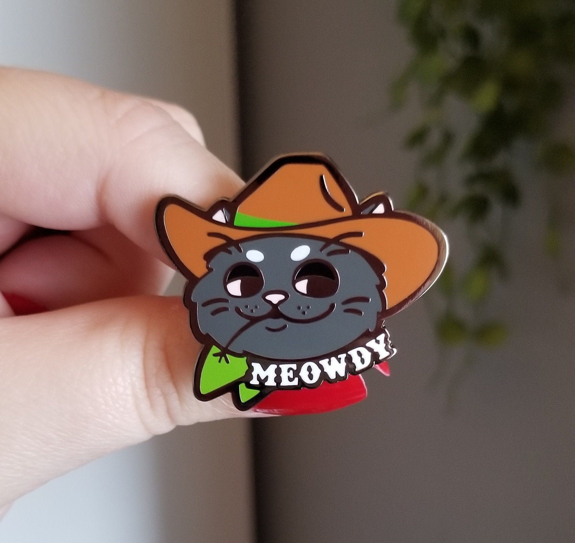 Meowdy Cat Enamel Pin: Cowboy Meme Pin - Cosmic Buns Art