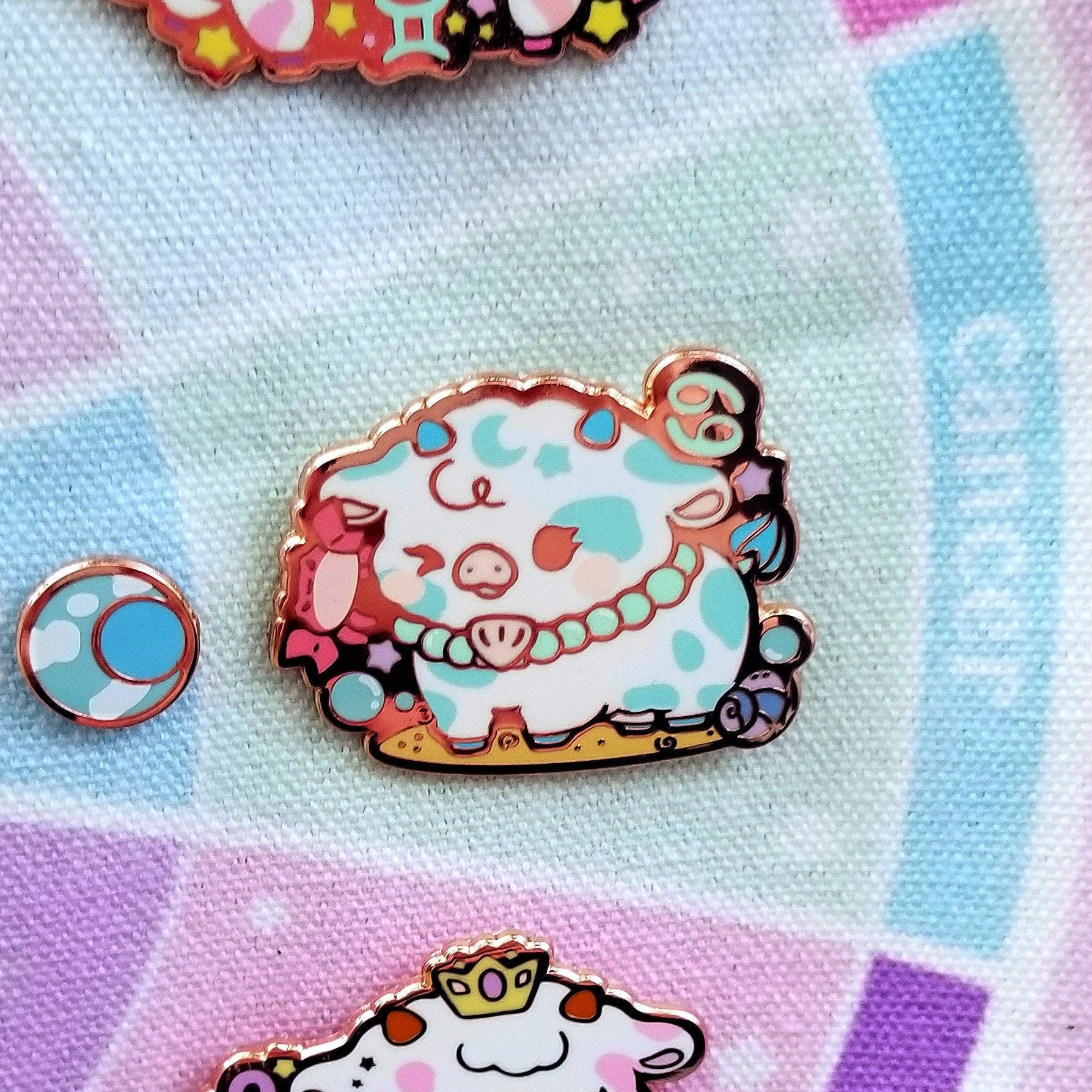 Zodiac Cow Enamel Pin Set: Moostrology Astrology Pins + Banner