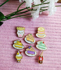 Kitschy Food Enamel Pin Set: Kawaii Cake, Fries, Soda - 1 Inch