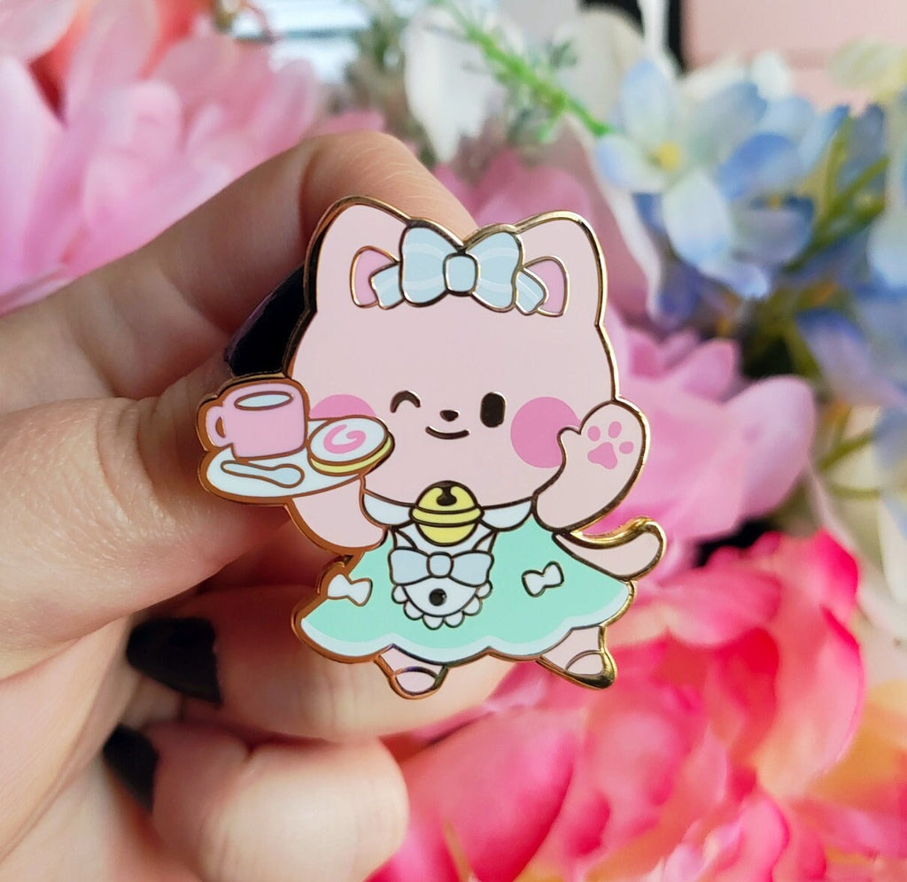 Kitschy Cat Maid Enamel Pin - Diner Kitsch - Cosmic Buns Art