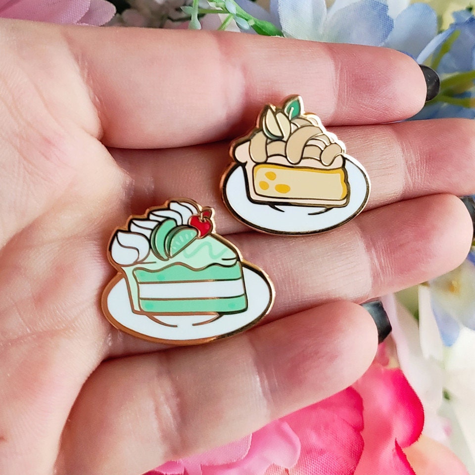 Kitschy Food Enamel Pin Set: Kawaii Cake, Fries, Soda - 1 Inch