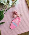 Retro Diner Hotel Keychain: Kitschy Cat's Cosmic Buns Art with Charms