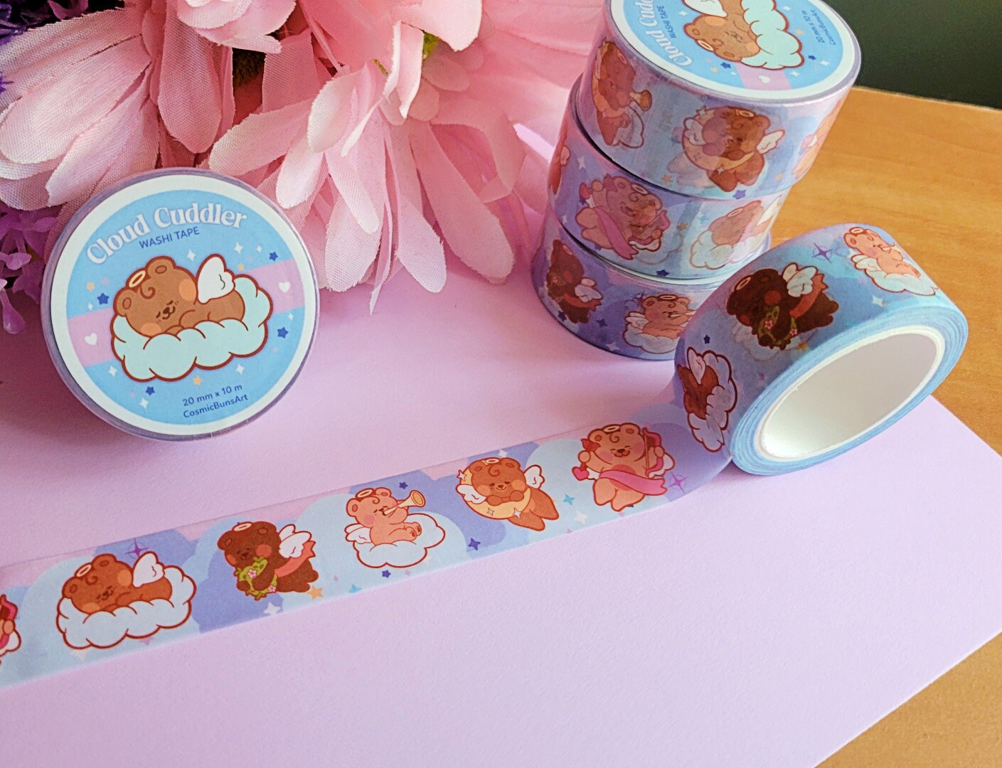 Cloud Cuddler Washi Tape: Teddy Bear Kawaii Stationery