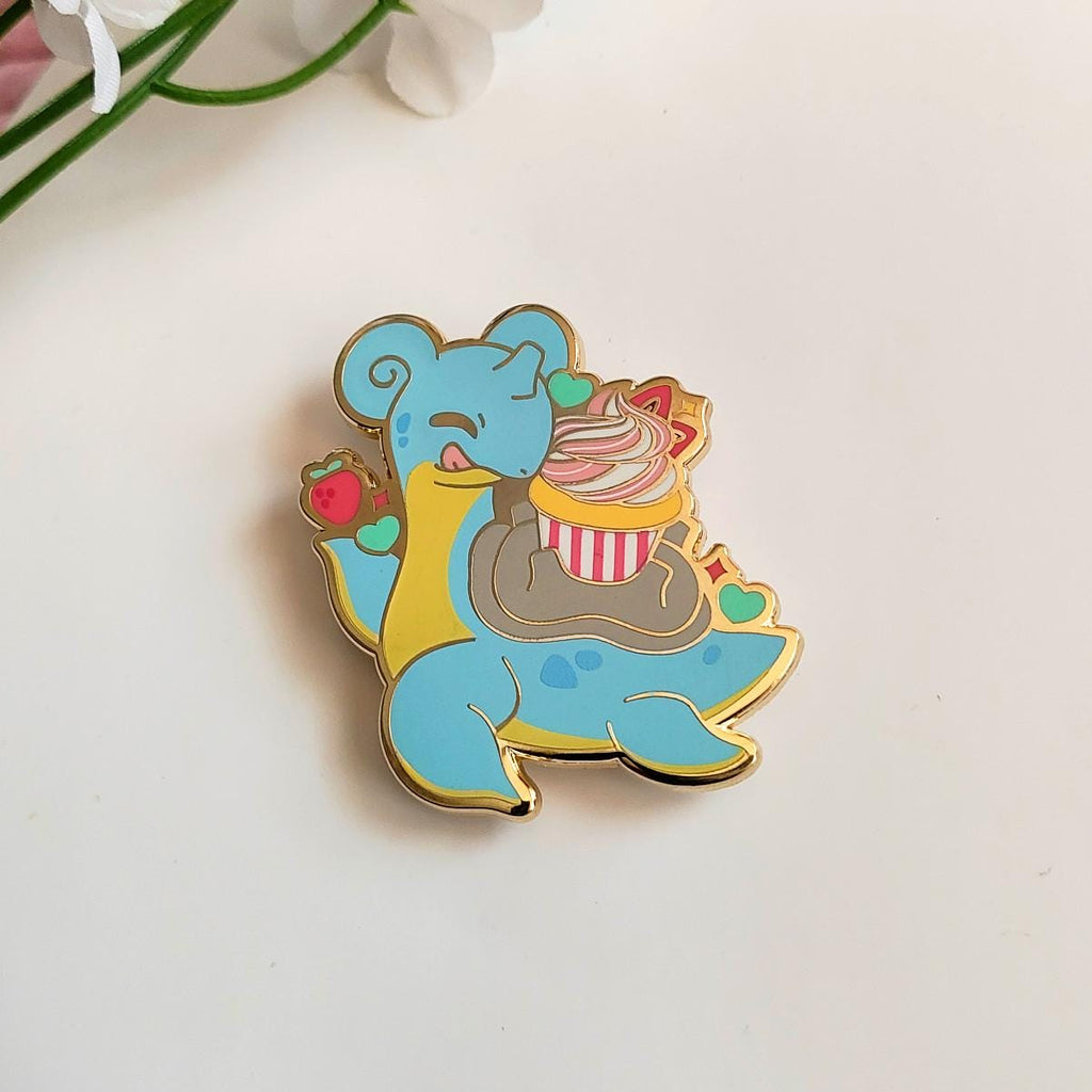 Cosmic Buns Art Enamel Pin: Lapras with Cupcake