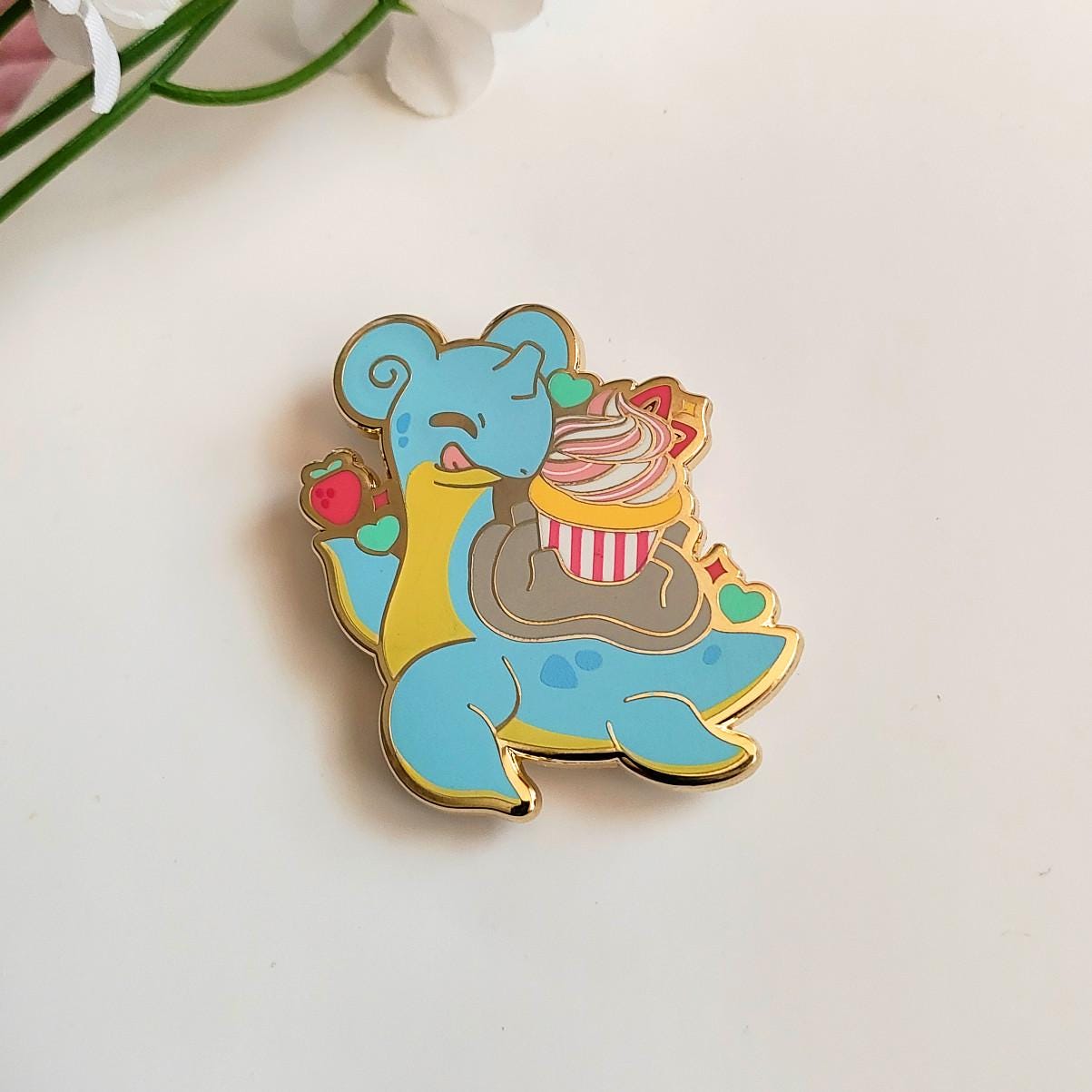 Cosmic Buns Art Enamel Pin: Lapras with Cupcake