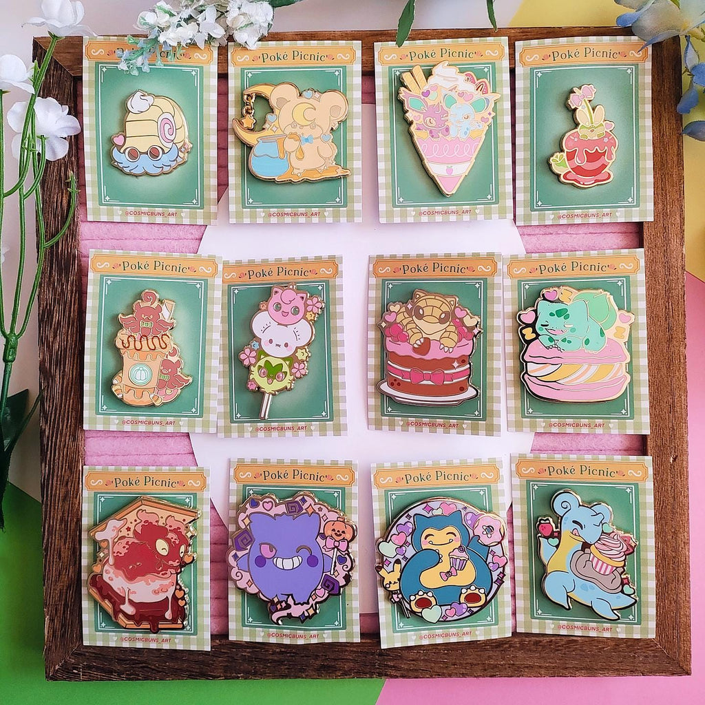 Cosmic Buns Art Enamel Pin: Lapras with Cupcake