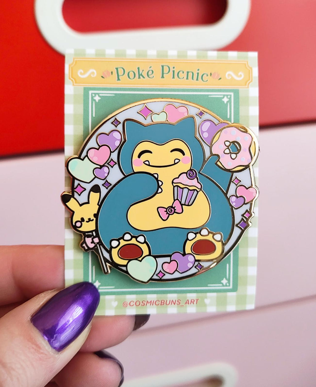 Snorlax Donut Dream Enamel Pin - Cosmic Buns Art