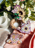 Enchanted Evening Tea Enamel Pin Set | Sun Tea & Sunflowers