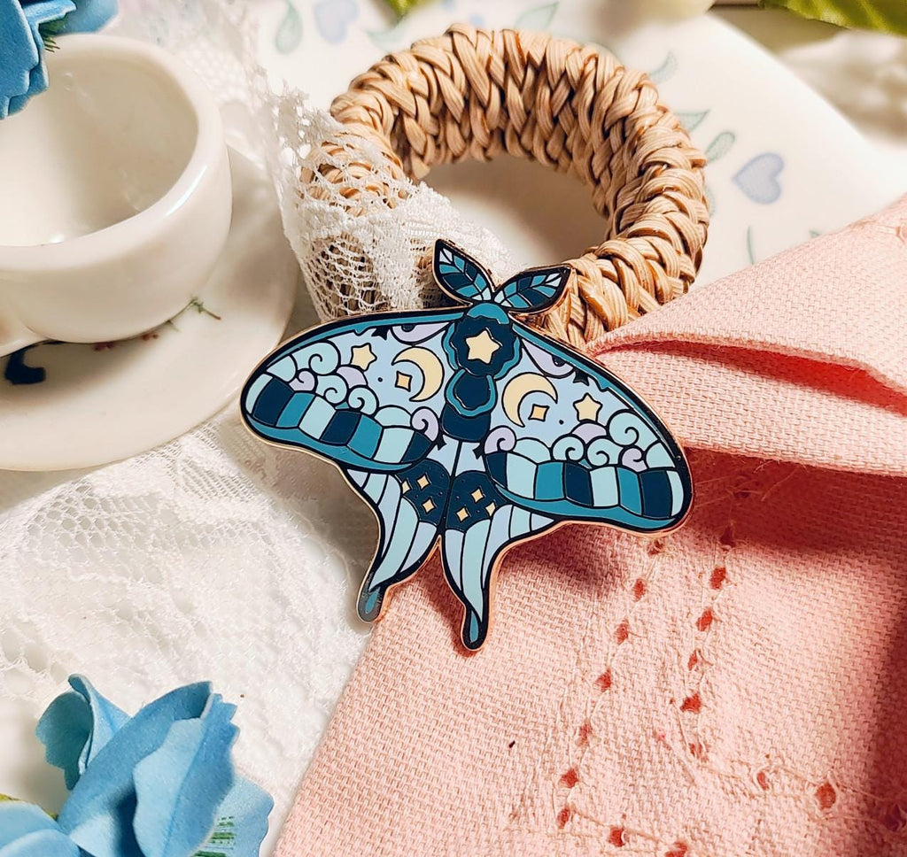 Enchanted Evening Tea Enamel Pin Set | Luna Moth