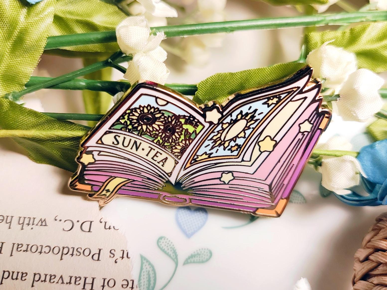 Enchanted Evening Tea Enamel Pin Set | Moon Brew & Sun Tea Recipe Books