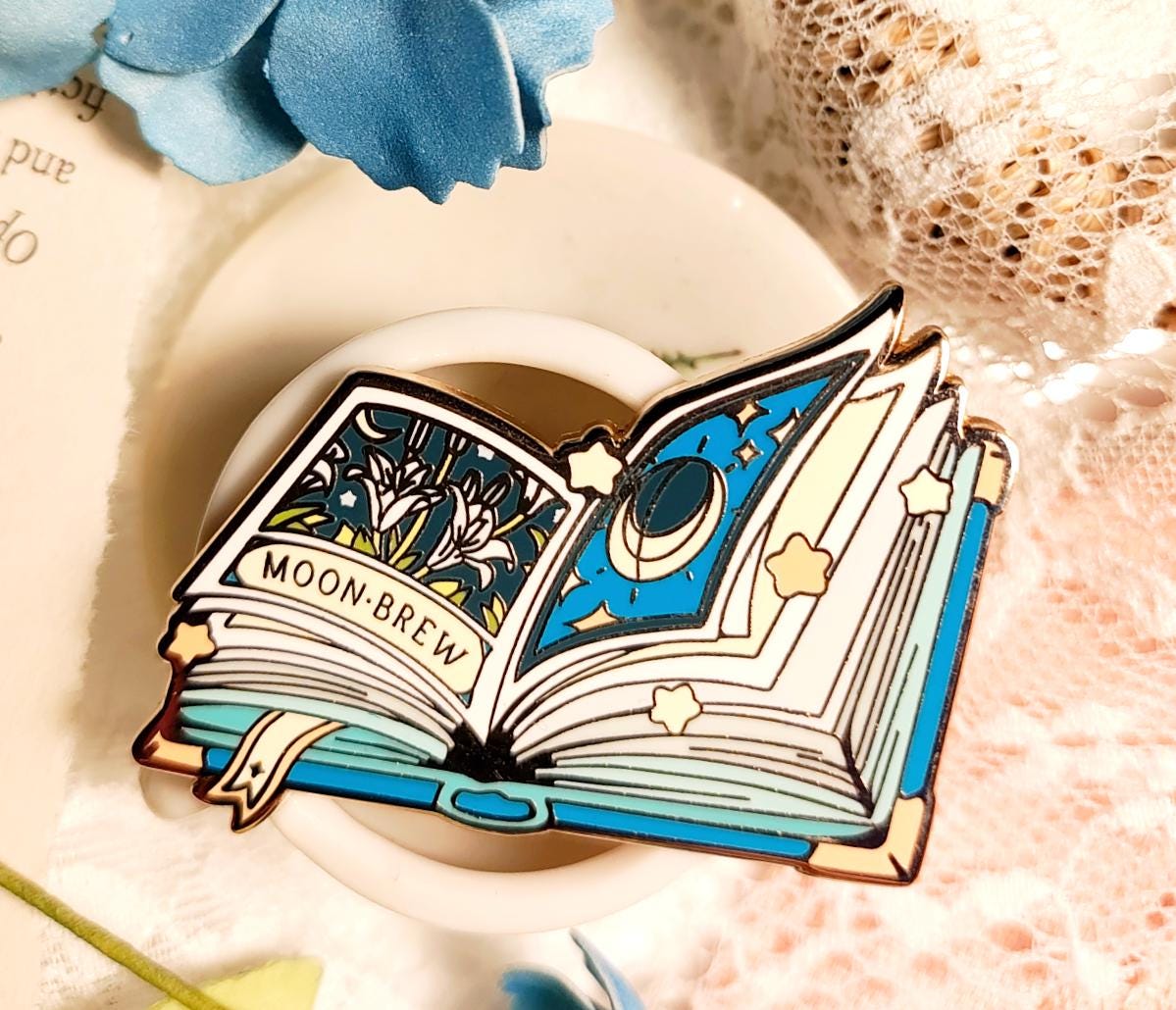 Enchanted Evening Tea Enamel Pin Set | Moon Brew & Sun Tea Recipe Books